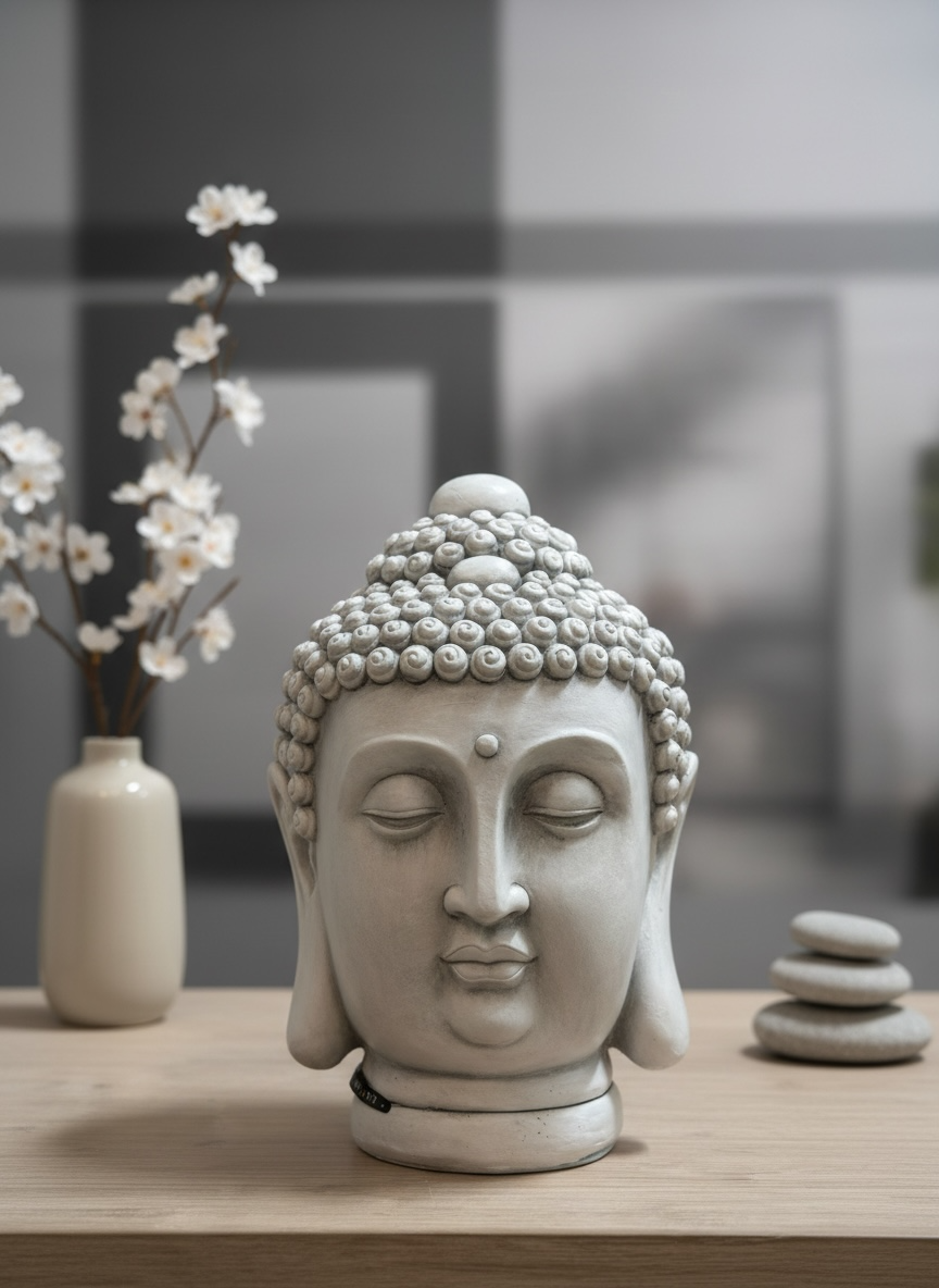 Dekorative Buddha-Figur in hellem Stein
